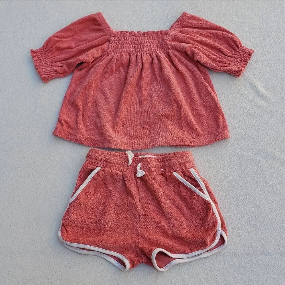 Cotton On Coral Short Sleeve Top and Shorts Size 4